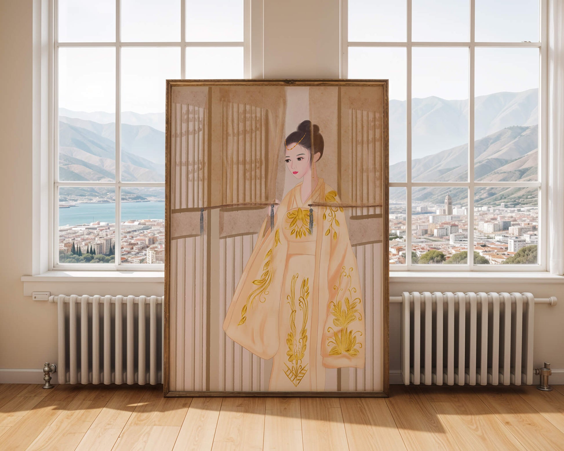 Traditional Chinese attire with gold embroidery and elegant design