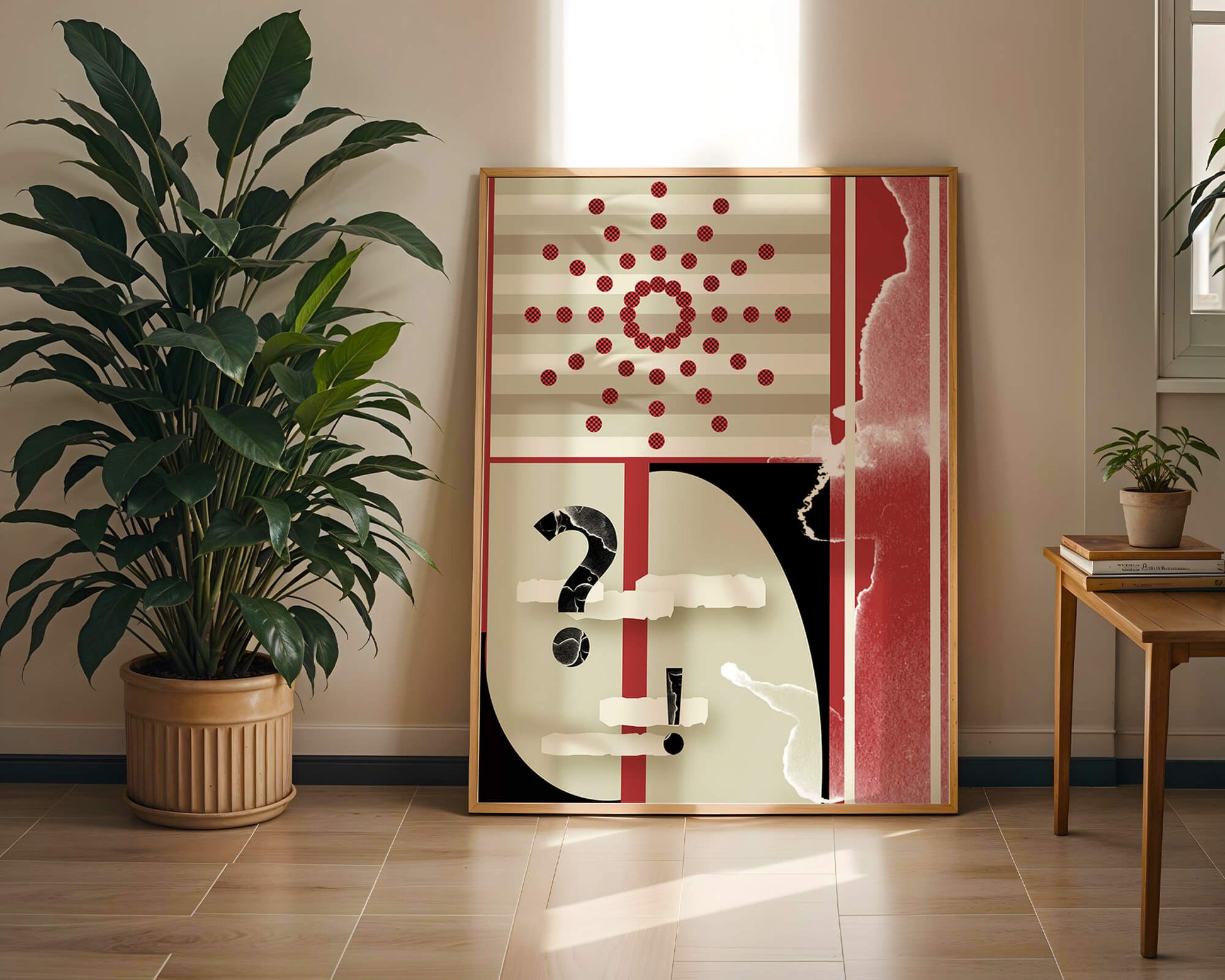 Design géométrique abstrait avec des éléments rétro et des symboles audacieux