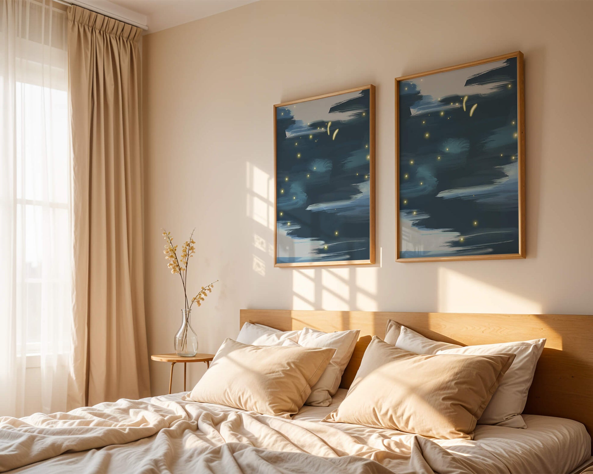 Abstract Night Sky With Glowing Elements