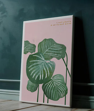 Abstract Botanical Green Leaves On Pink Background - Mi tienda