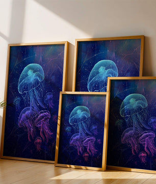 Jellyfish Illuminated in Magical Ocean Scene