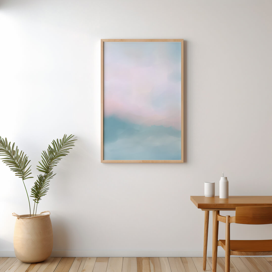 Paisaje de nubes abstracto con tonos suaves de rosa y azul