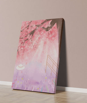 Cherry Blossom Garden with Spring Flowers and Sunlight