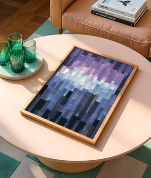 Abstrakter pixeliger Farbverlauf mit Blau- und Lilatönen