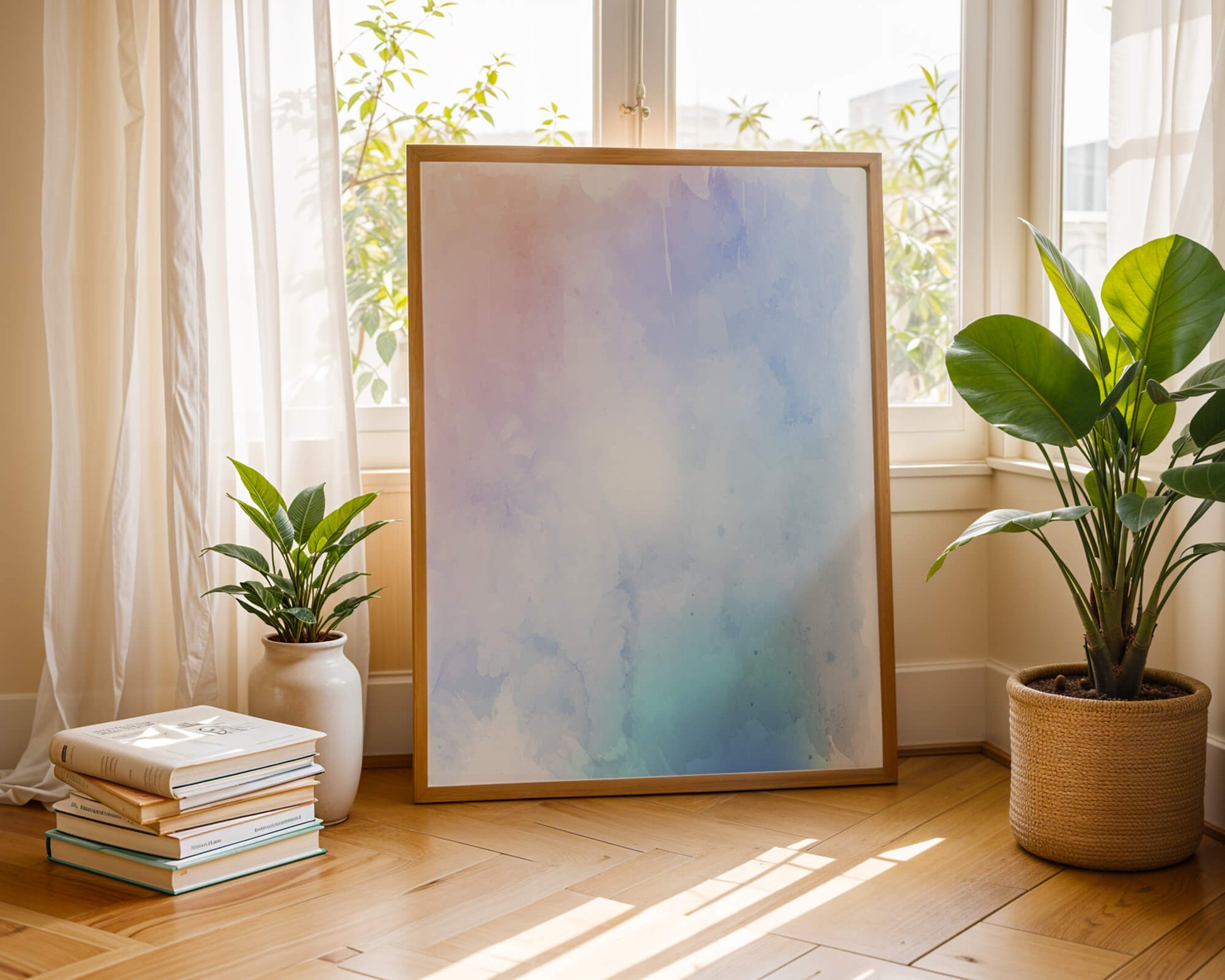 Gentle watercolor pastel gradient with soft texture and flow