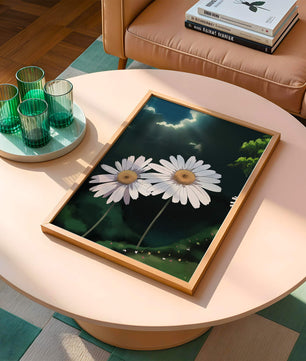 Sunlit Daisies in a Serene Landscape