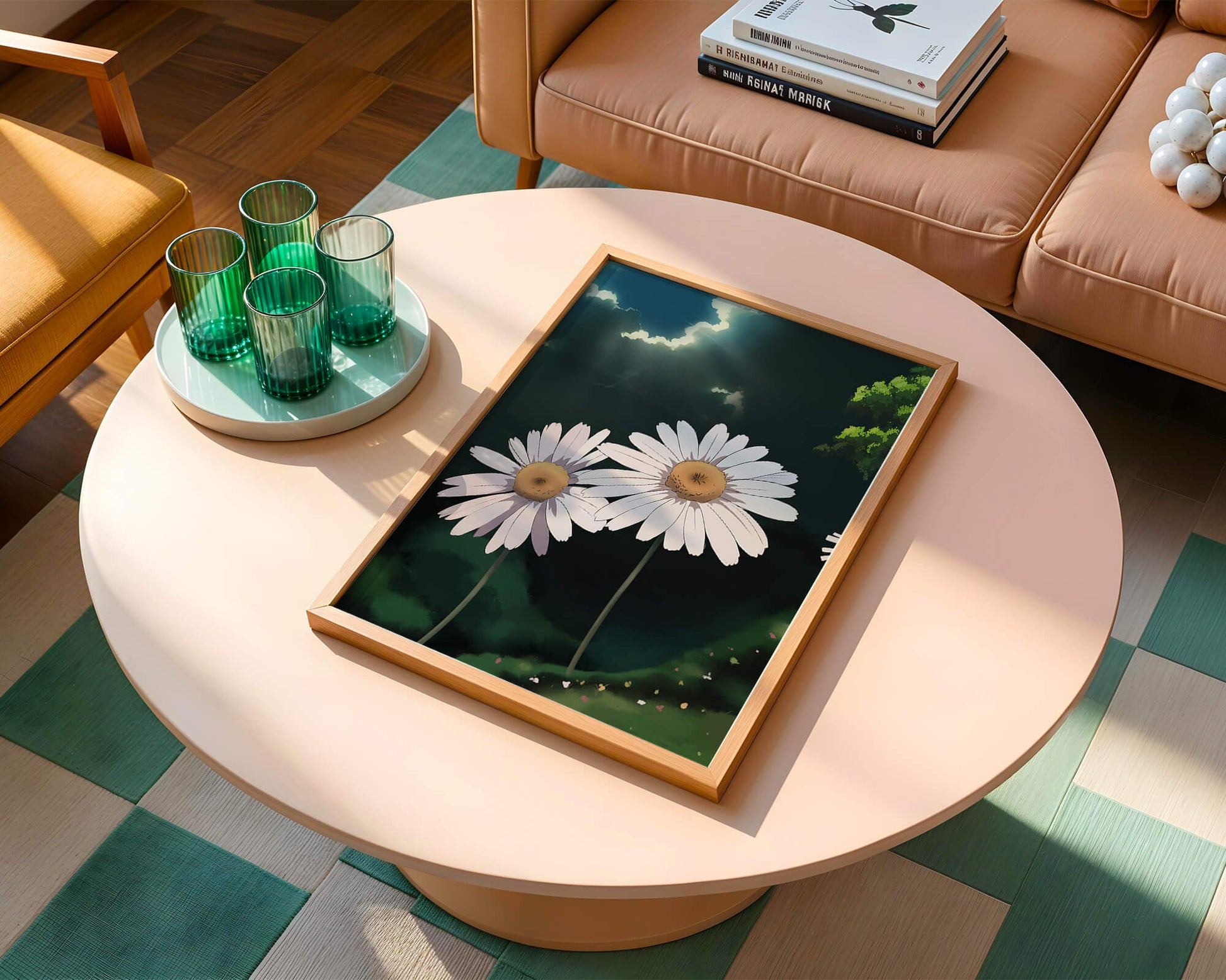 Sunlit Daisies in a Serene Landscape