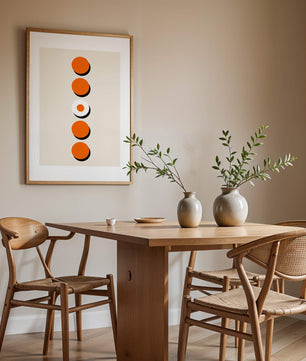 Vertical Arrangement of Orange and White Circles with Shadows on a Light Background - Mi tienda
