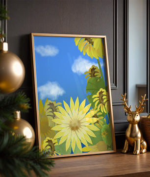 Sunny Sunflowers Against a Bright Blue Sky