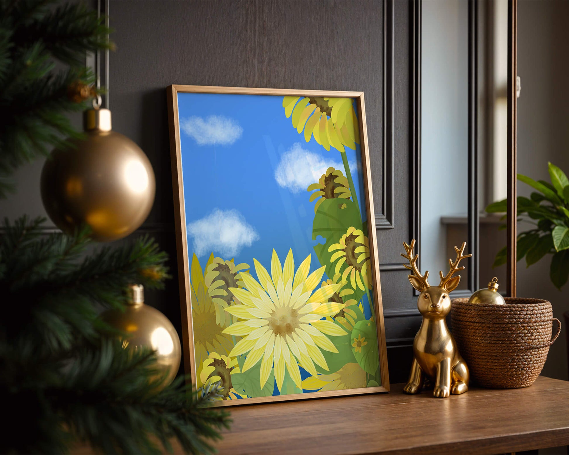 Sunny Sunflowers Against a Bright Blue Sky