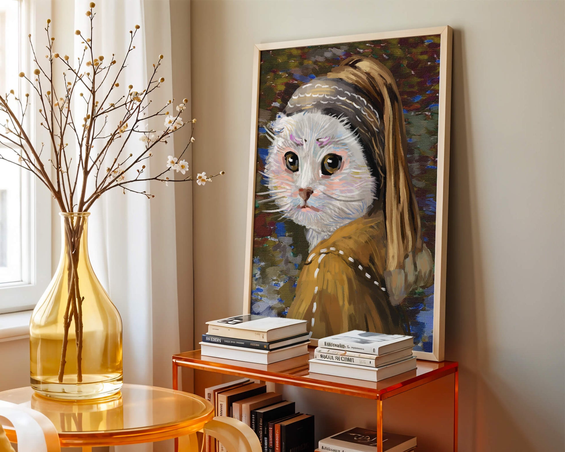 Retrato caprichoso de un gato en estilo clásico con pinceladas detalladas