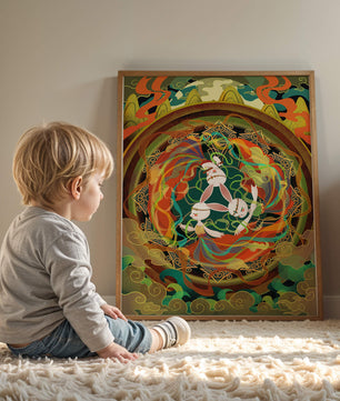 Illustration fantastique et fantaisiste avec des lapins mystiques