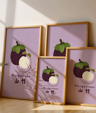 Illustration de fruit de mangoustan avec fond violet