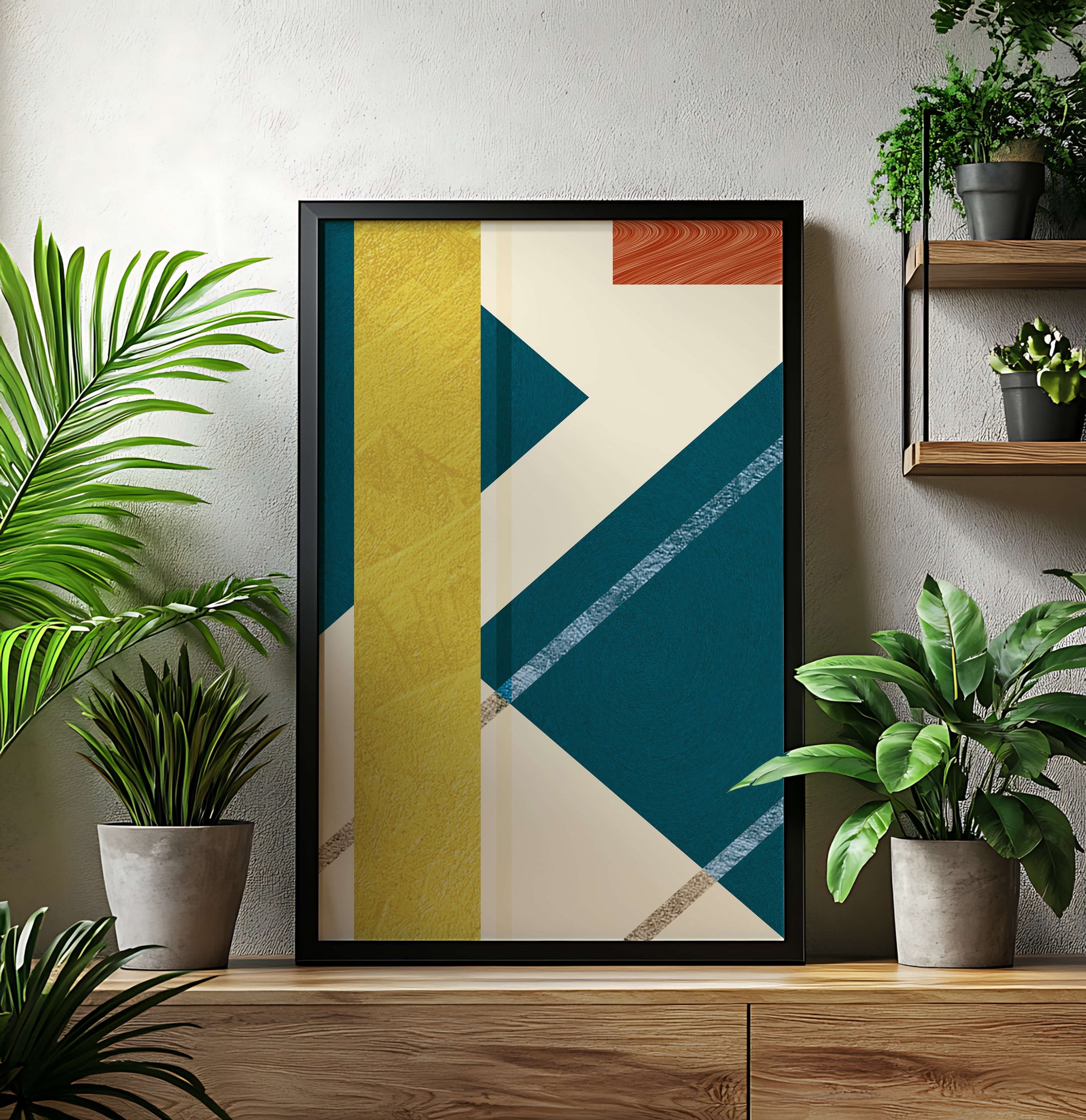 Contemporary abstract geometric art with vibrant colors