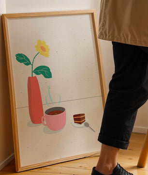 Cozy Breakfast with Coffee, Cake, and Sunflower in Vase - Mi tienda