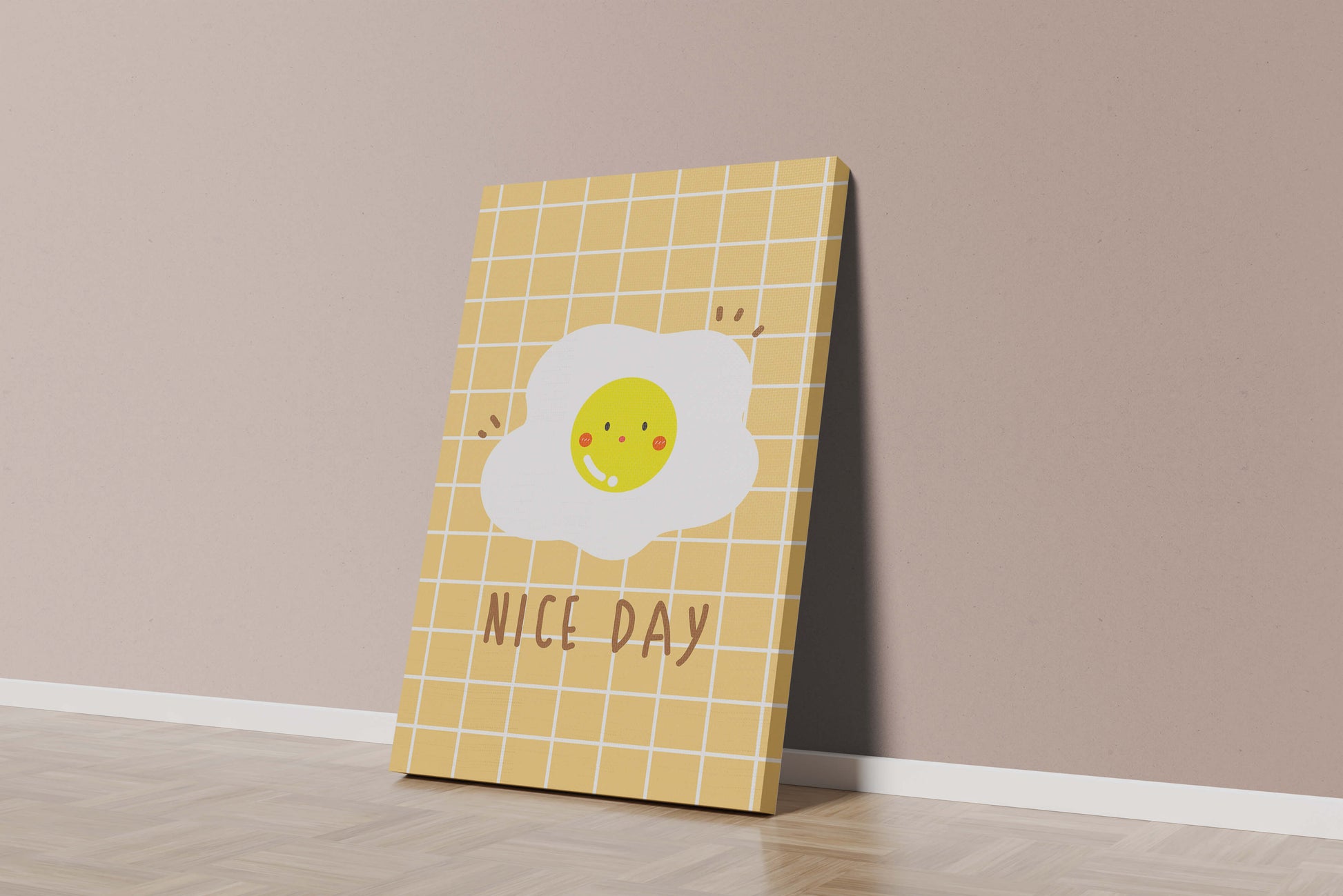 Cheerful egg illustration on yellow grid background
