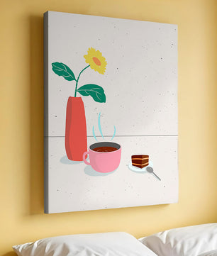 Cozy Breakfast with Coffee, Cake, and Sunflower in Vase - Mi tienda