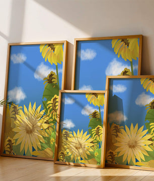 Sunny Sunflowers Against a Bright Blue Sky