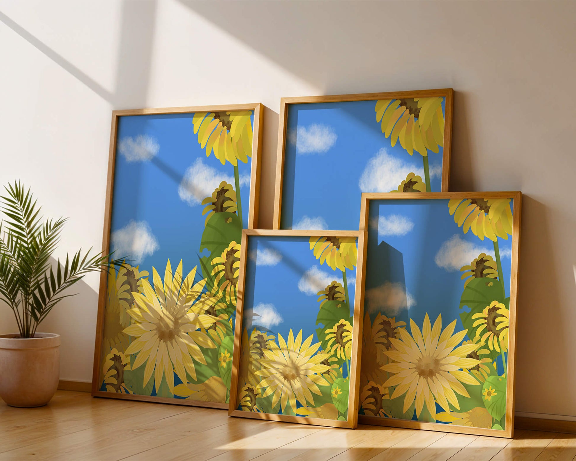 Sunny Sunflowers Against a Bright Blue Sky