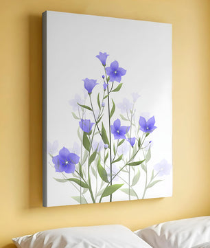 Elegant pastel blue flowers with green leaves on a white background