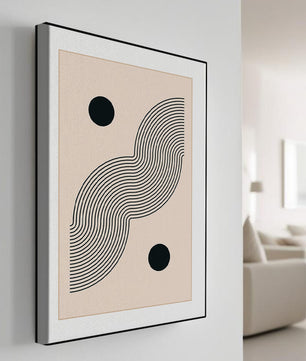 Abstract Minimalist Art with Black Wavy Lines and Circles - Mi tienda