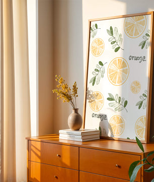 Motif avec des tranches d’orange et des feuilles vertes