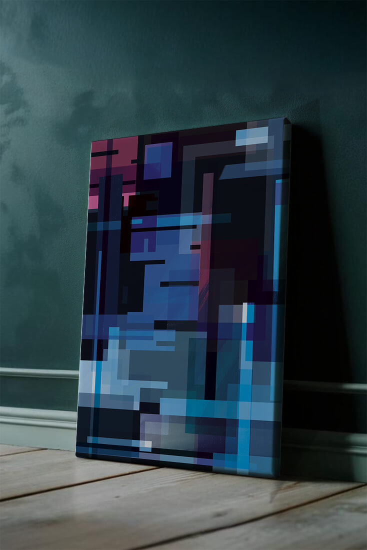 Abstract Geometric Digital Art with Blue and Purple Tones