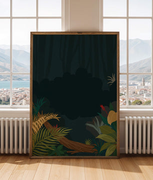 Illustrated Jungle Landscape with Lush Foliage