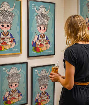 Charming illustration of a person in traditional attire enjoying a meal