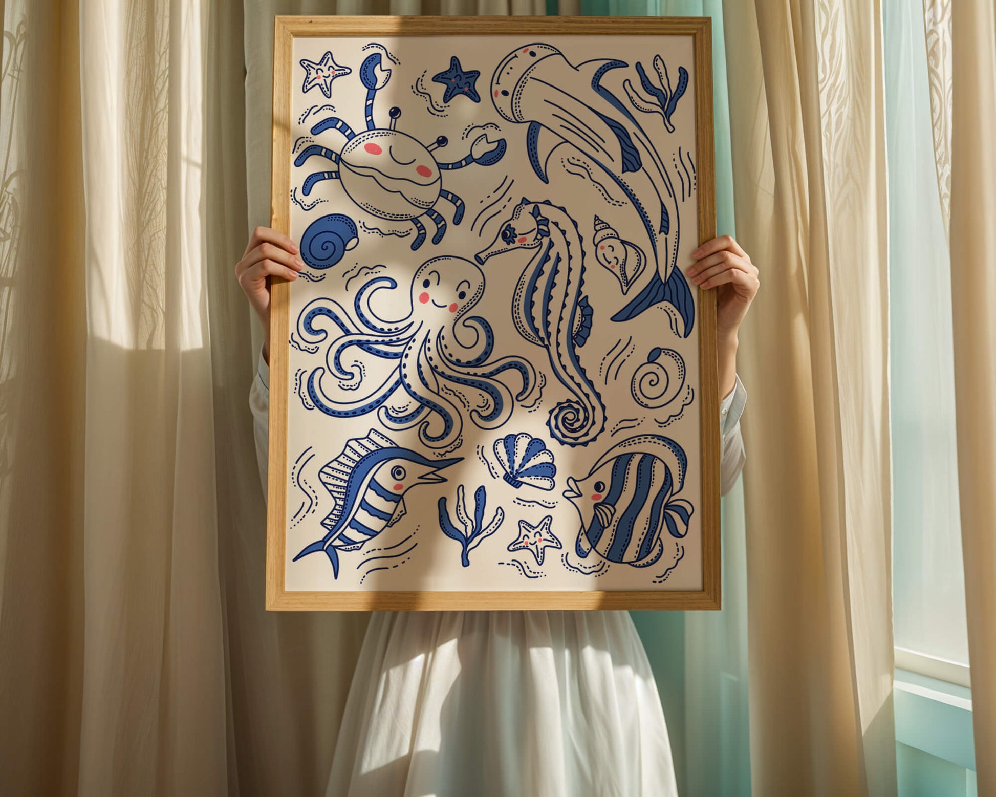 Underwater Marine Life Theme with Cartoon Sea Creatures