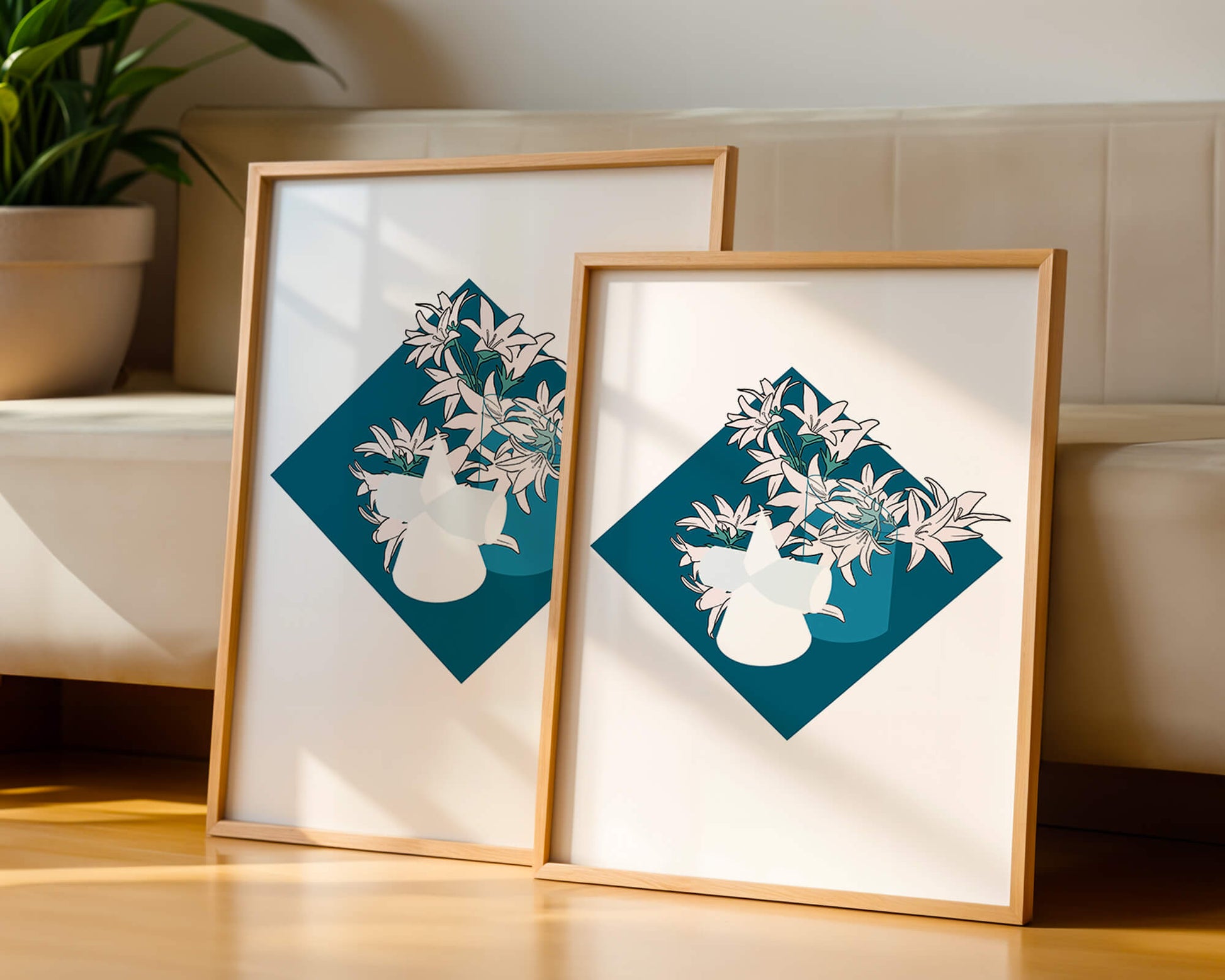 Modern Floral Design with Geometric Elements
