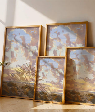 Paisaje sereno con cielo matutino y campos abiertos