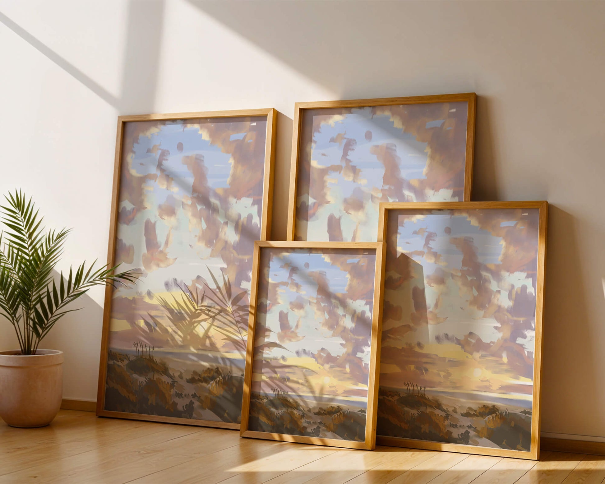 Serene landscape with morning sky and open fields