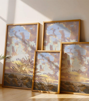Serene landscape with morning sky and open fields