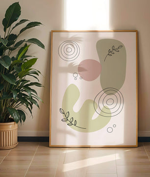 Abstract shapes and leaves in minimalistic design