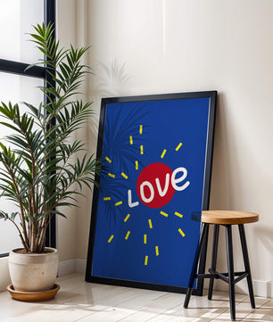 Diseño abstracto con temática de amor colorido con elementos audaces