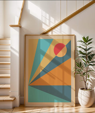 Geometric Abstract Art with Bold Colors and Circles