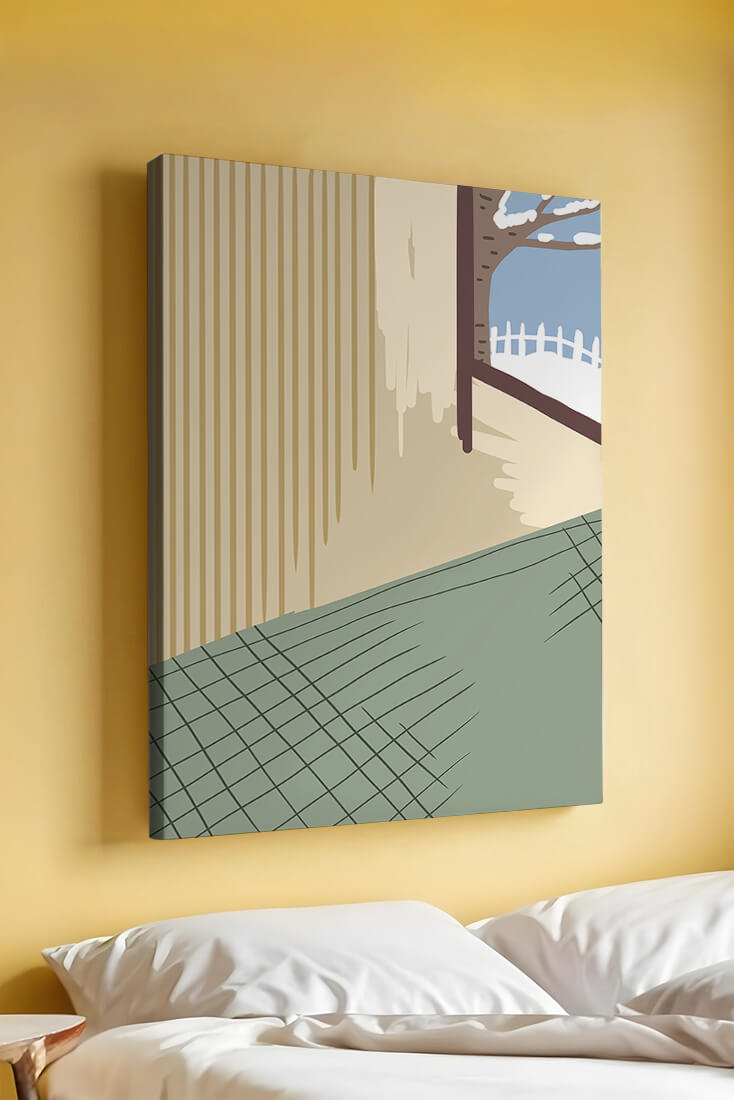 Interior Scene with Winter View Through a Window