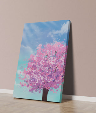 Árbol de cerezo en un entorno celestial sereno