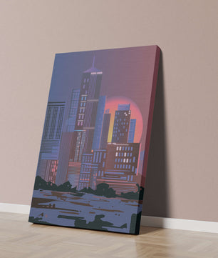 Modern Cityscape at Sunset with Skyscrapers and Vibrant Sky - Mi tienda