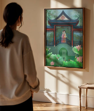 Traditional Chinese Pavilion with Women in Garden Scene - Mi tienda
