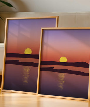 Sunset Over Tranquil Water with Vibrant Sky