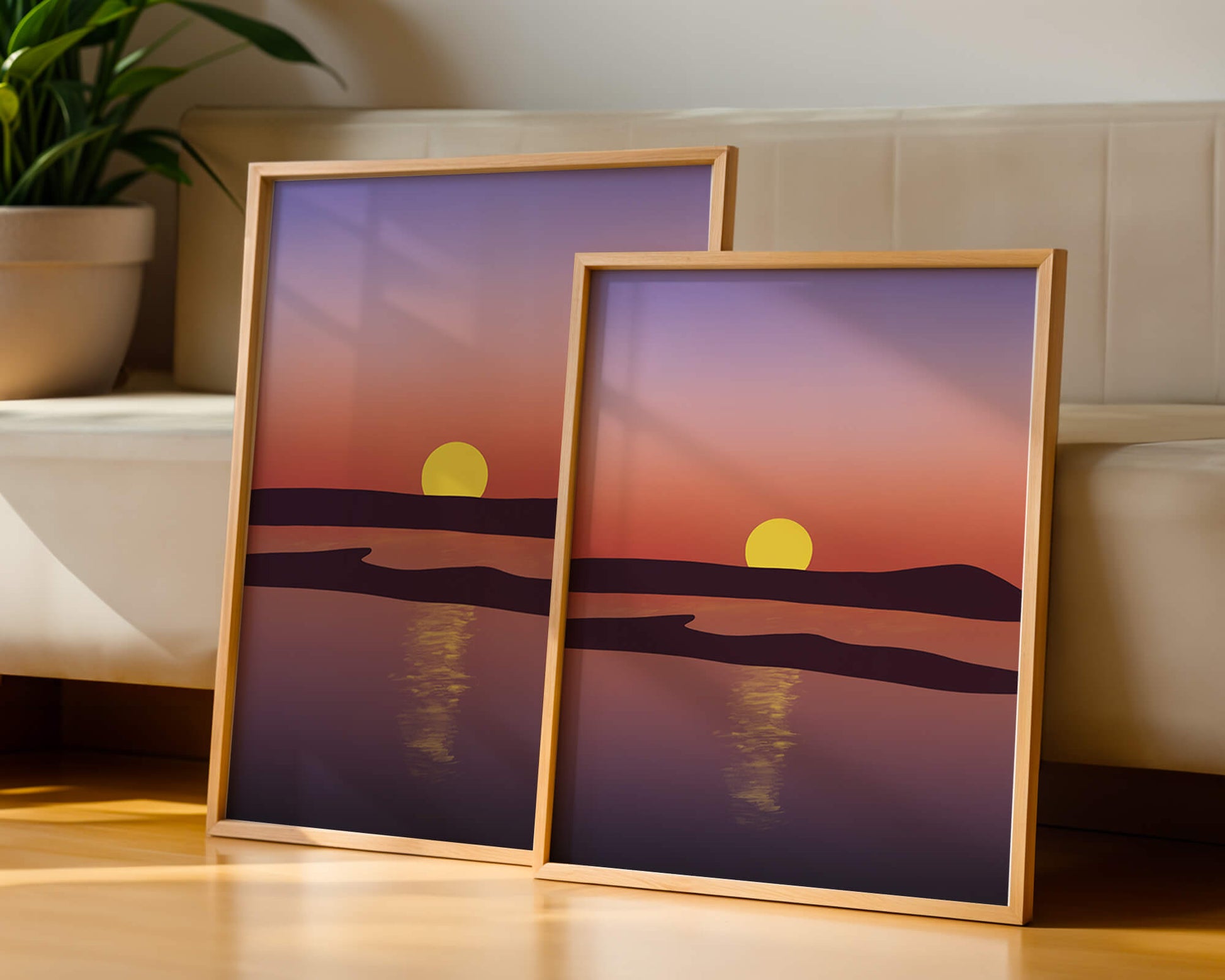 Sunset Over Tranquil Water with Vibrant Sky