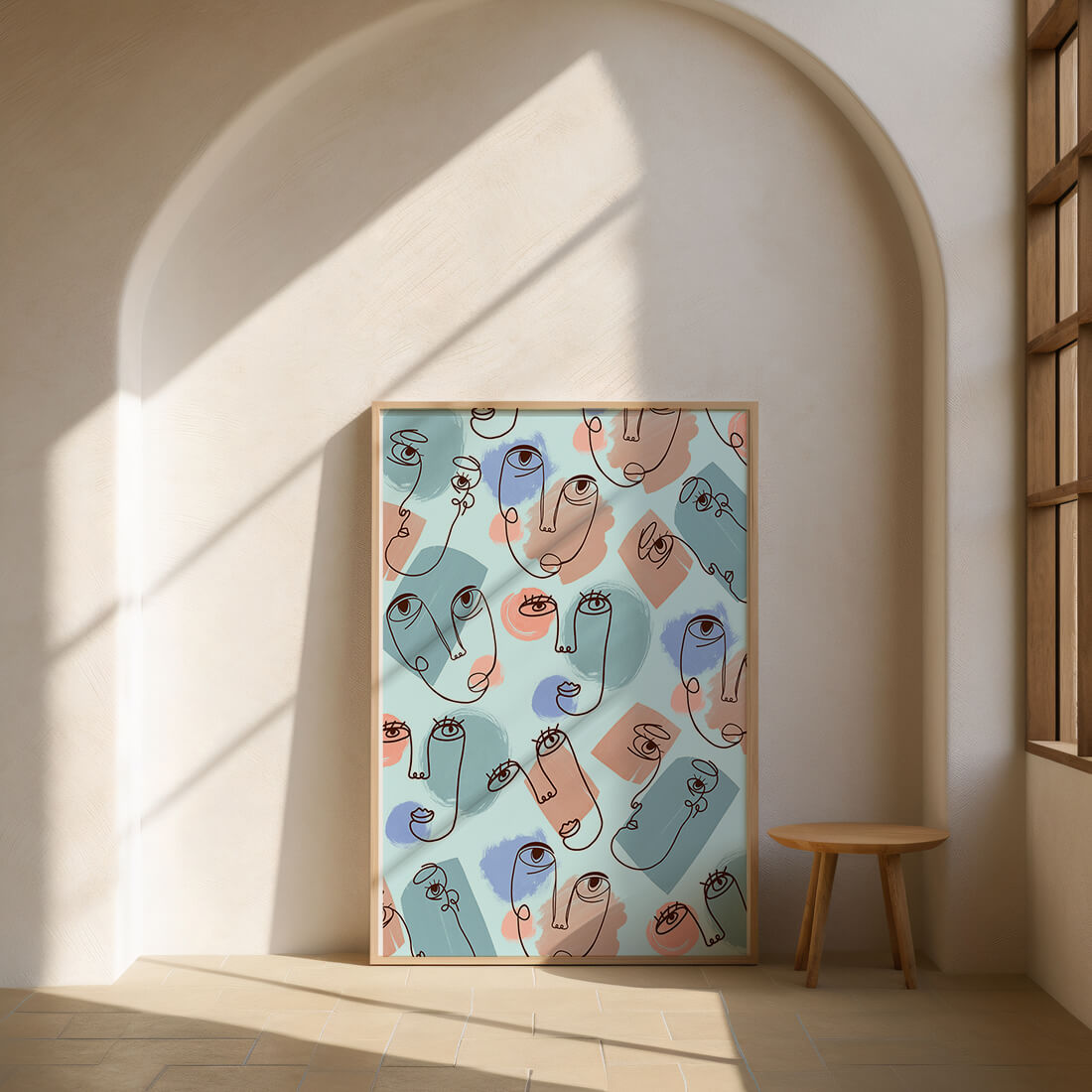 Abstract Face Line Art with Pastel Colors - Mi tienda