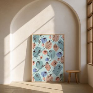 Abstract Face Line Art with Pastel Colors - Mi tienda
