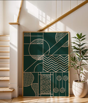 Geometric Abstract Art with Circle and Line Patterns
