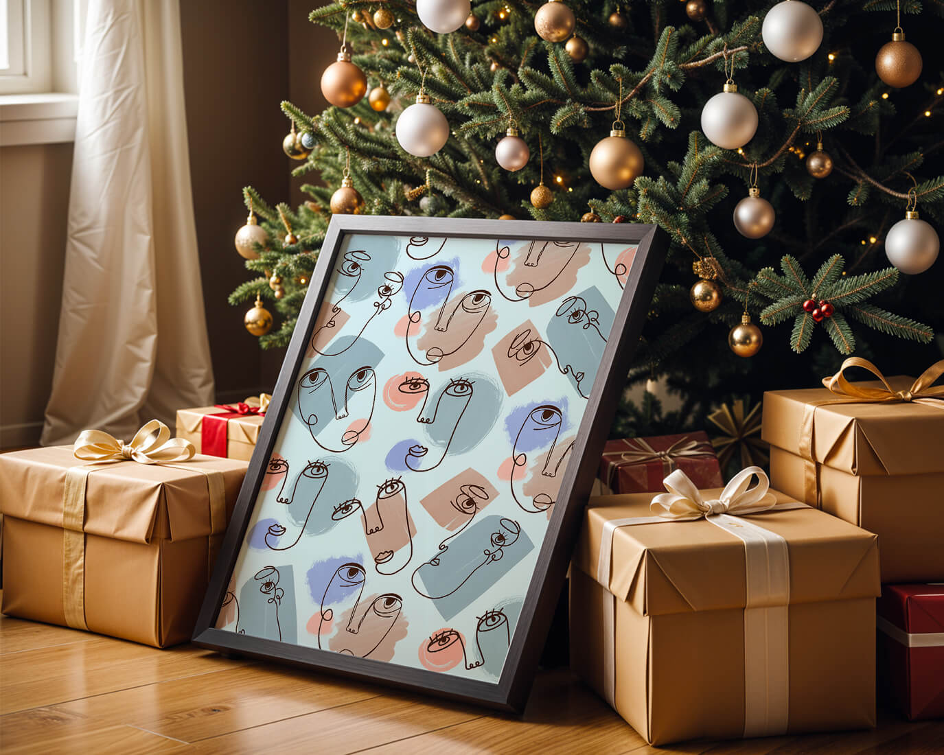 Abstract Face Line Art with Pastel Colors - Mi tienda