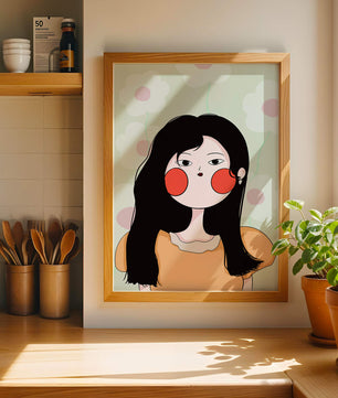 Charmante illustration d'une jeune femme avec un fond floral