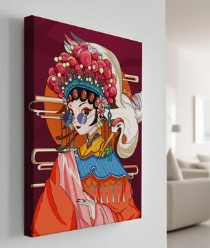 Illustration élégante de personnage d'opéra chinois aux couleurs vives