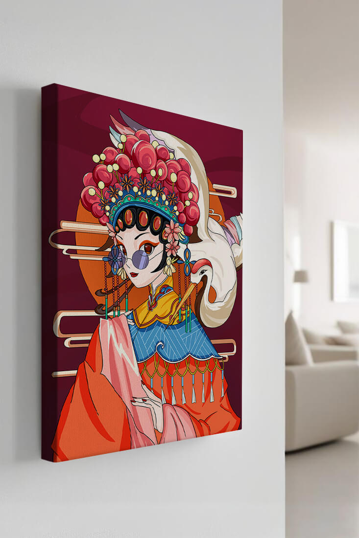 Elegant Chinese opera character illustration with vibrant colors